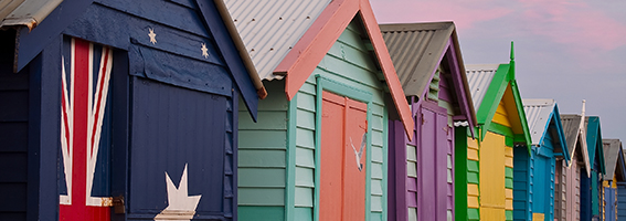 Bathing boxes at Brighton Beach in Melbourne